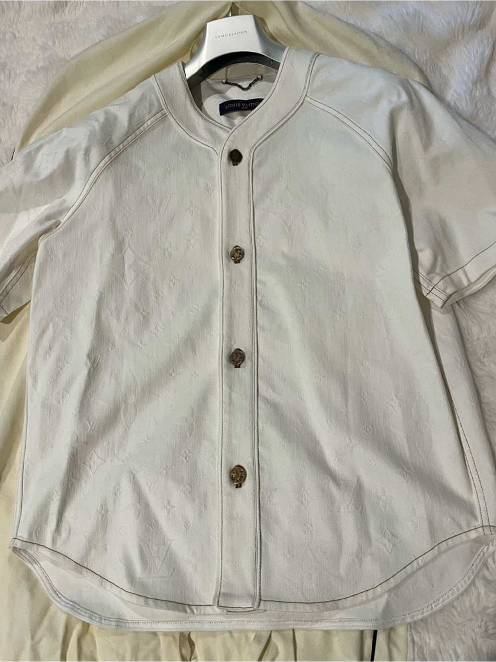 Louis Vuitton Embossed Short Sleeve Button Shirt